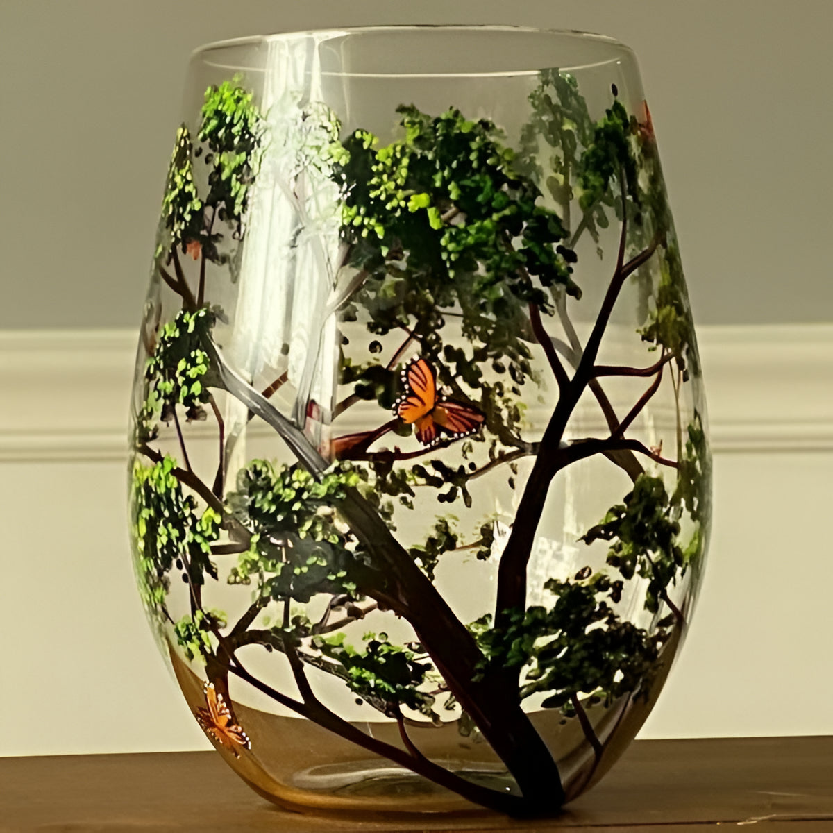 Colorful Tree Hand Painted Wine Glasses