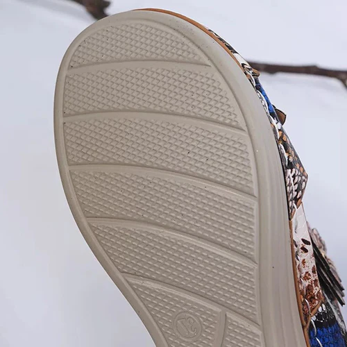 Animal Print Comfortable Leather Wedge Sandals