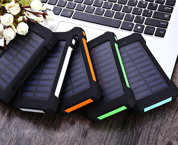 Slim Waterproof Portable Solar Charger with LED Lights