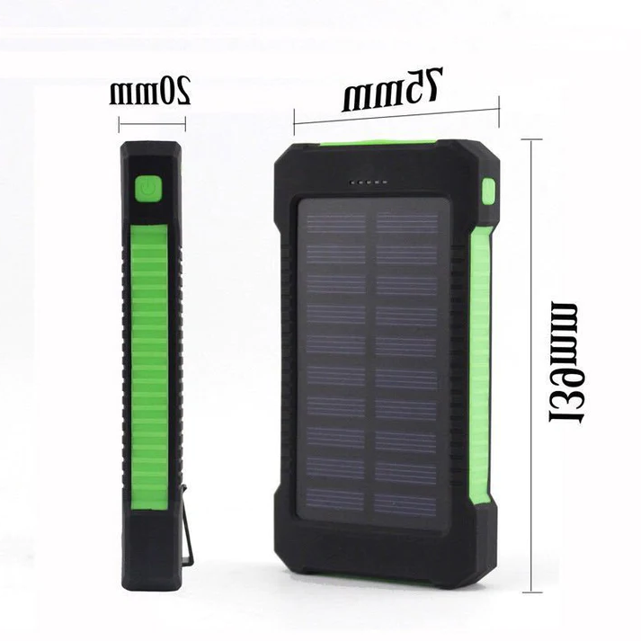 Slim Waterproof Portable Solar Charger with LED Lights