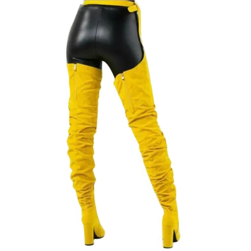 Tall Faux Suede Over Knee High Heel Boots