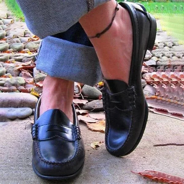 Classic Comfortable Slip On Loafers Women Low Heel Shoes - Pexav