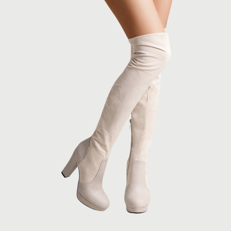 Tall Block Heel Women's Boots - Pexav