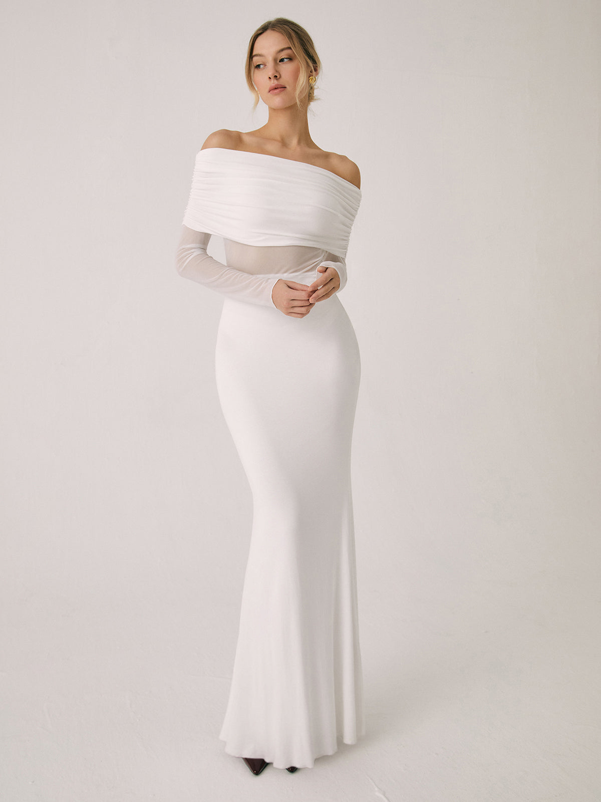 Chic Cold Shoulder See Through Maxi Dress
