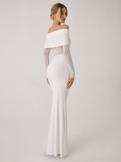 Chic Cold Shoulder See Through Maxi Dress