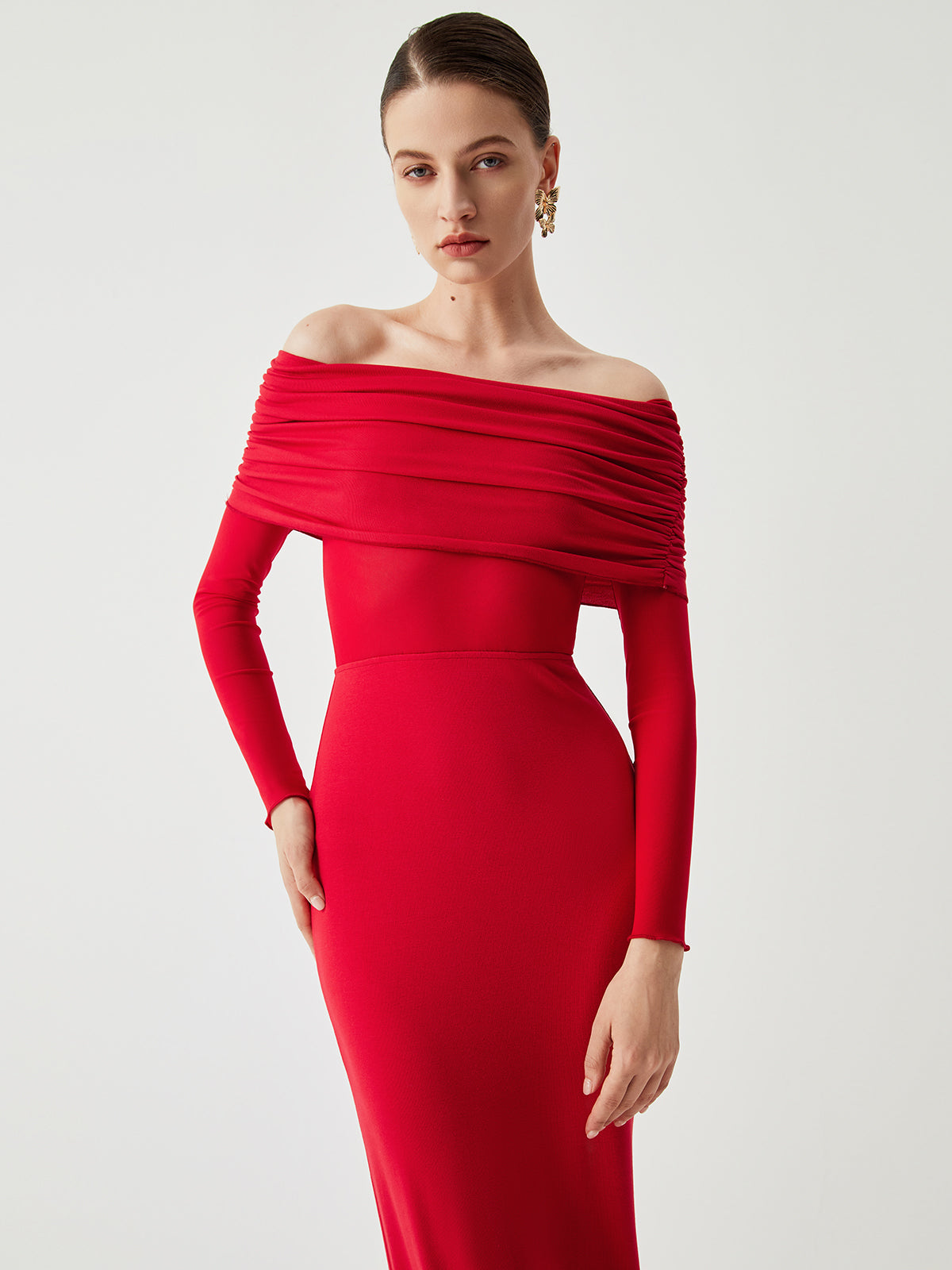 Chic Cold Shoulder See Through Maxi Dress