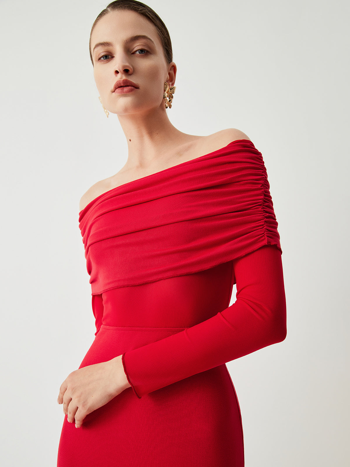 Chic Cold Shoulder See Through Maxi Dress