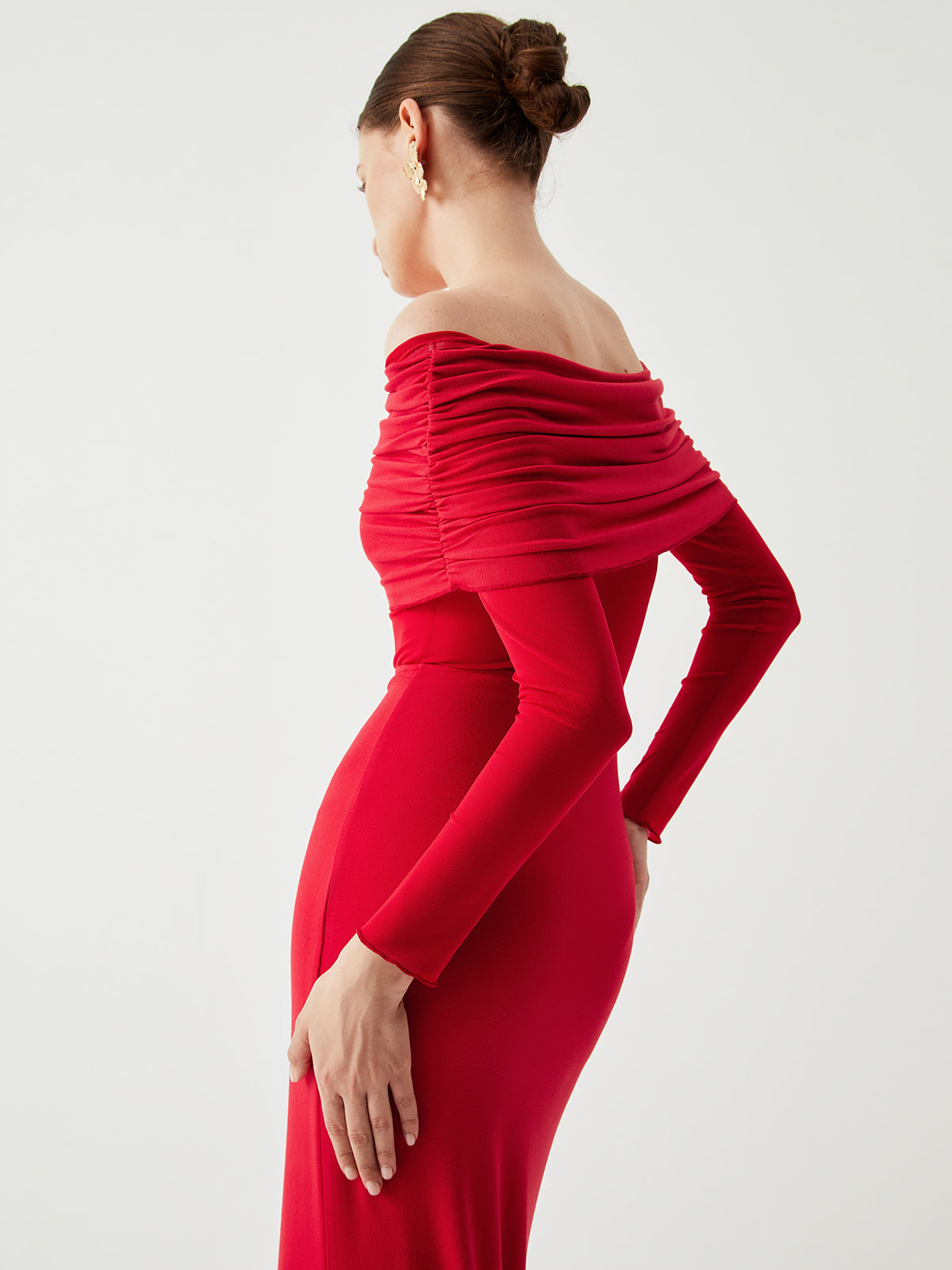 Chic Cold Shoulder See Through Maxi Dress