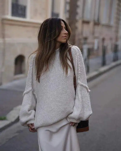 Oversized Knitted Women's Sweater - Mia-Black-S-Nora Luxe