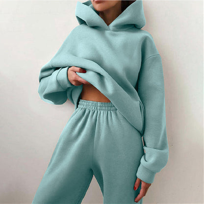 Relaxed Fit High Waisted Hoodie and Jogger Set for Women