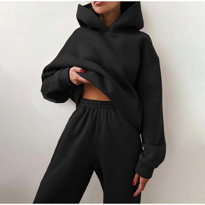 Relaxed Fit High Waisted Hoodie and Jogger Set for Women