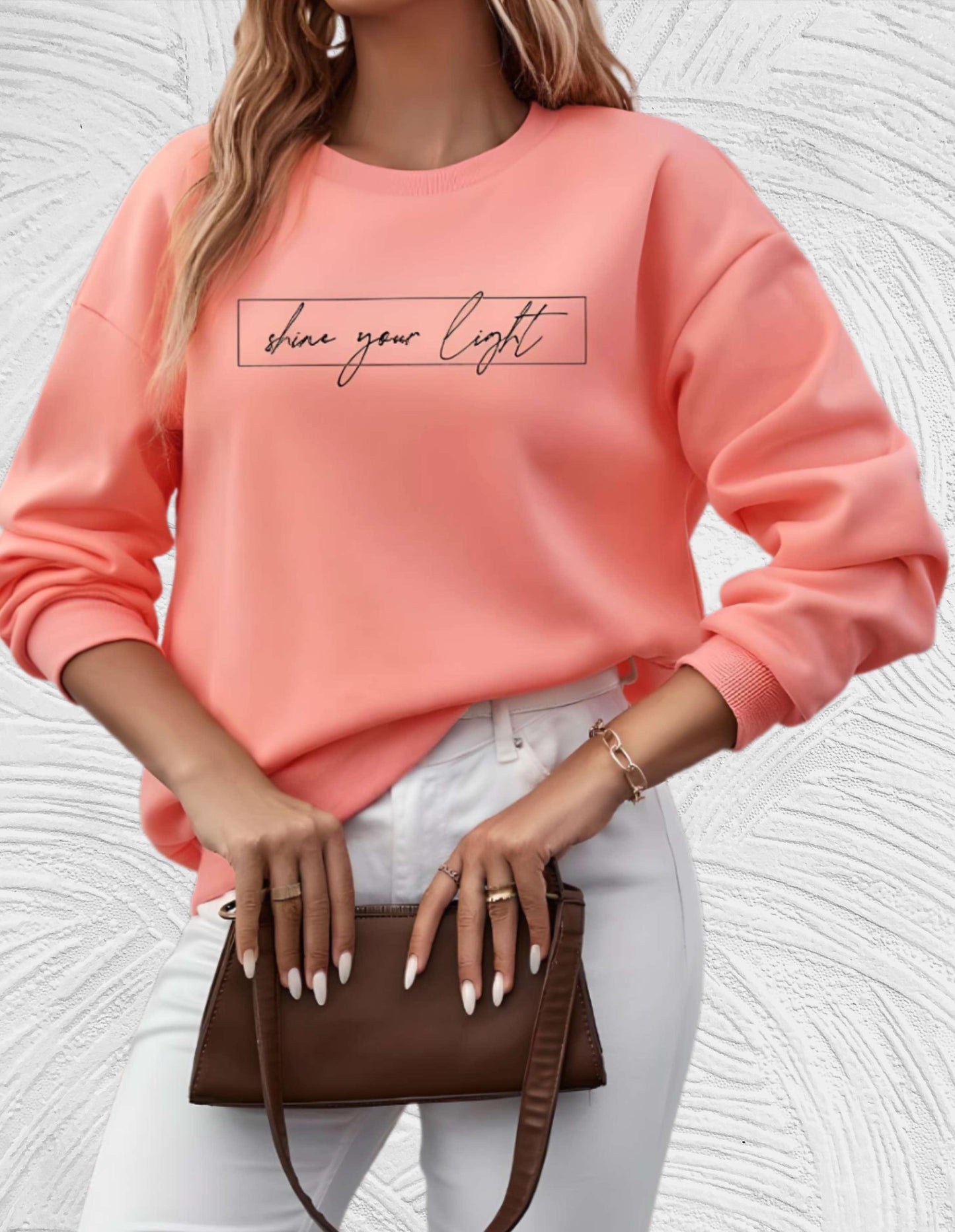 Oversized Women's Sweater with Round Neck - Luna-Coral Pink-S-Nora Luxe