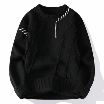 Patchwork Men's Sweater - Jasper-Black-XS-Nora Luxe