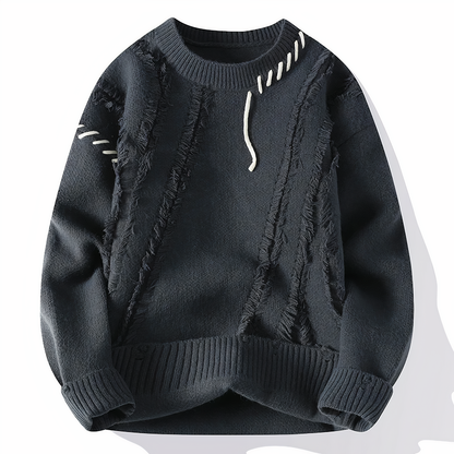 Patchwork Men's Sweater - Jasper-Gray-XS-Nora Luxe