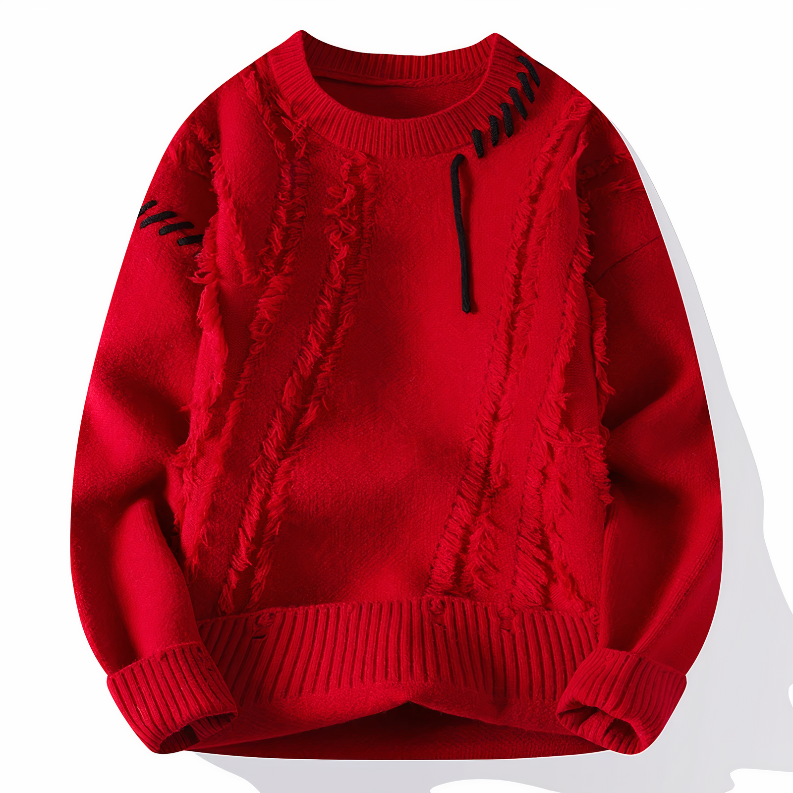 Patchwork Men's Sweater - Jasper-Red-XS-Nora Luxe