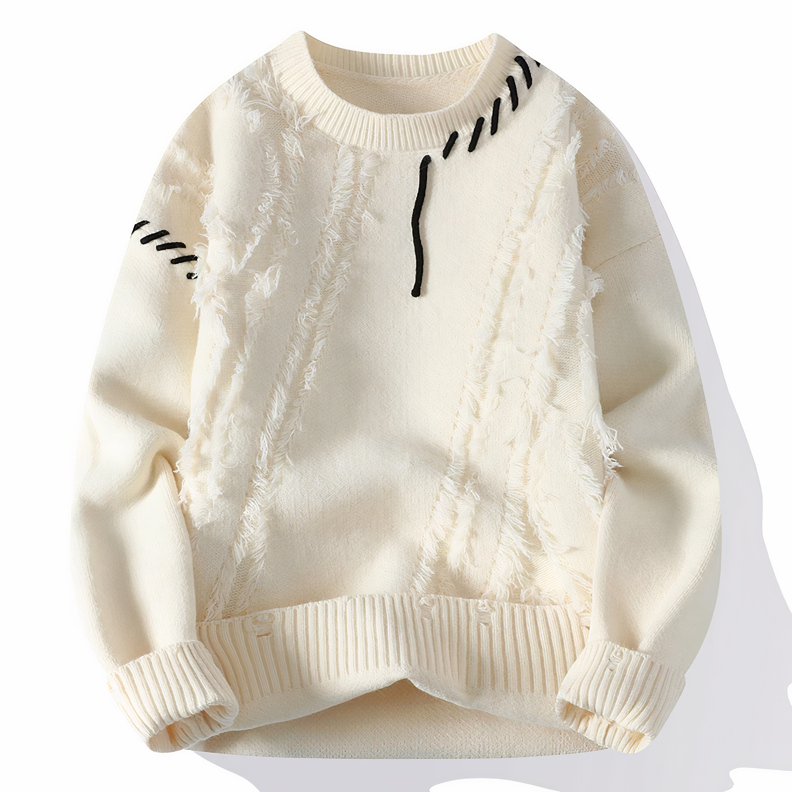 Patchwork Men's Sweater - Jasper-White-XS-Nora Luxe