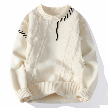 Patchwork Men's Sweater - Jasper-White-XS-Nora Luxe