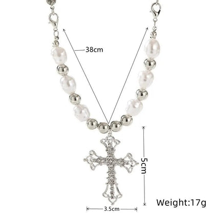 PEARL CROSS PENDANT NECKLACE | Elegant Women's Jewellery | Timeless Design-Nora Luxe