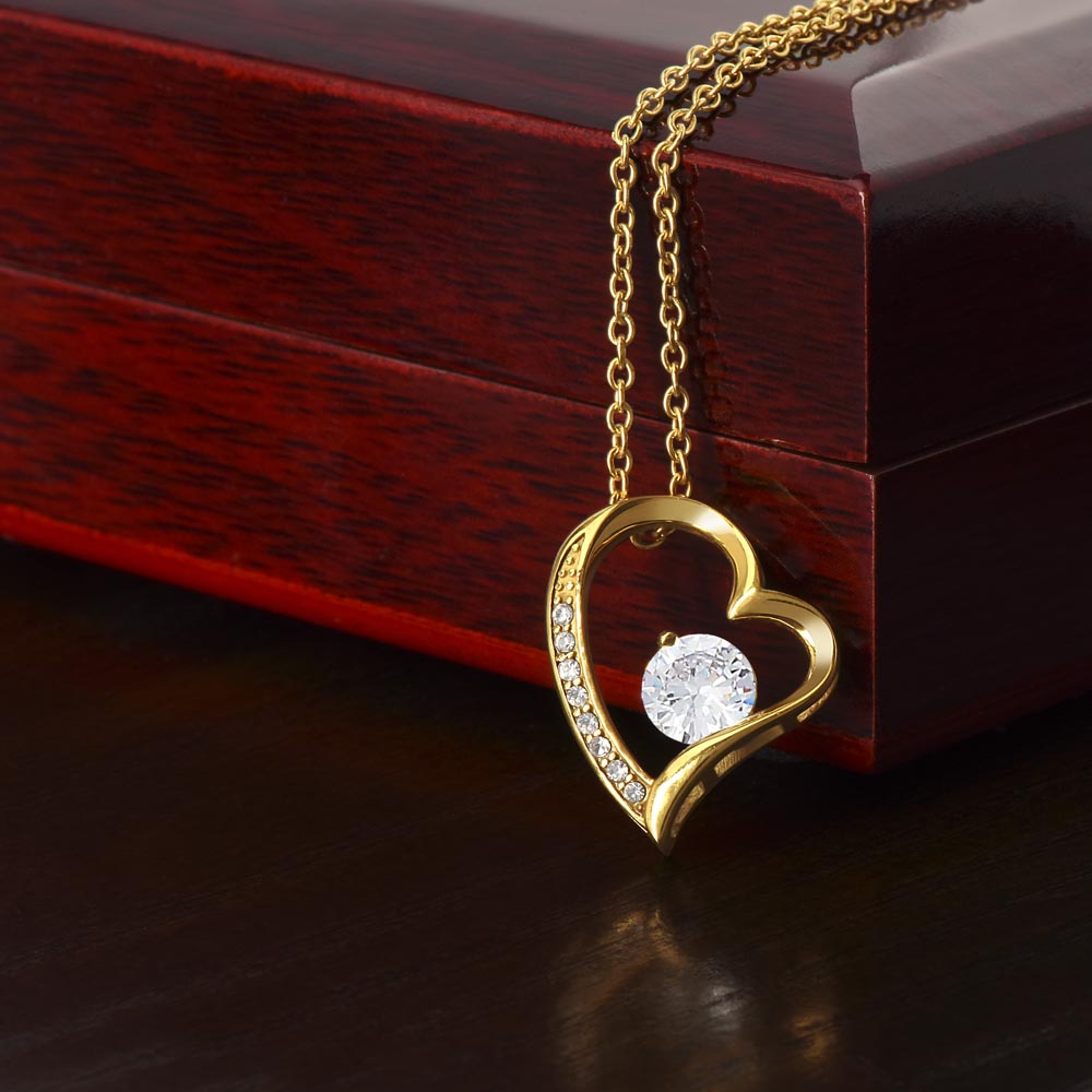 Pendant Necklace with Heart-Shaped Zirconia Stone - Esmée-14k White Gold-Standard-Nora Luxe