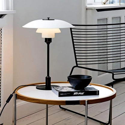 Sleek Metal Glass Desk Lamp Contemporary Style - Pexav