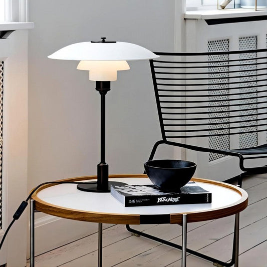 Sleek Metal Glass Desk Lamp Contemporary Style - Pexav