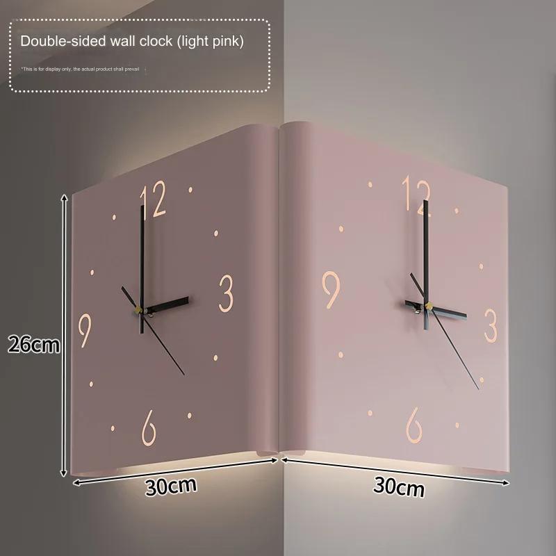 Quiet Dual Faced LED Corner Wall Clock