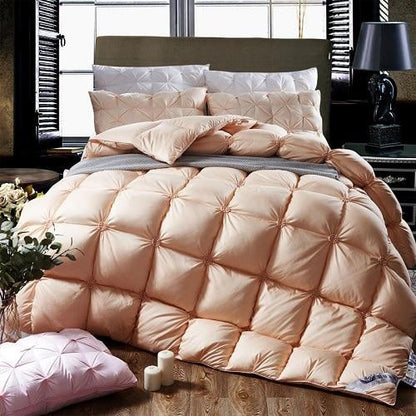 Piped Duvet made of 100% Goose Down - PlumeLux-Gold-90.55 in 6.61 lbs-Nora Luxe