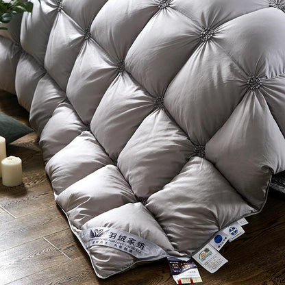 Piped Duvet made of 100% Goose Down - PlumeLux-Gray-90.55 in 6.61 lbs-Nora Luxe