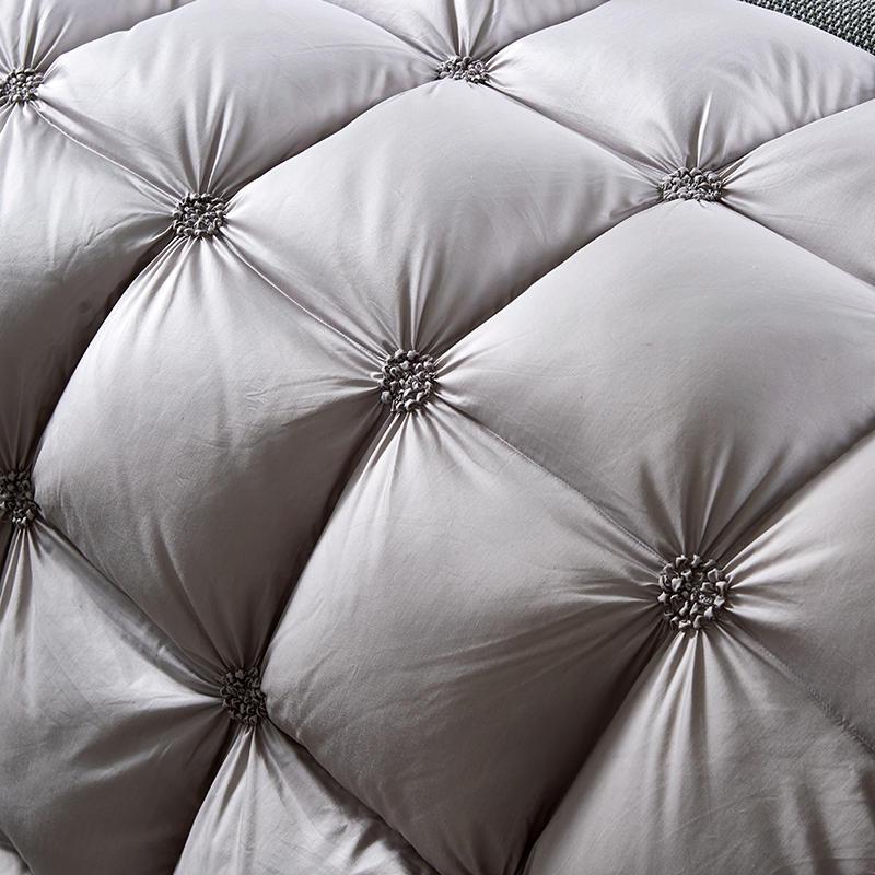 Piped Duvet made of 100% Goose Down - PlumeLux-Gray-90.55 in 6.61 lbs-Nora Luxe