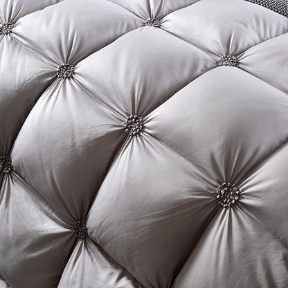 Piped Duvet made of 100% Goose Down - PlumeLux-Gray-90.55 in 6.61 lbs-Nora Luxe