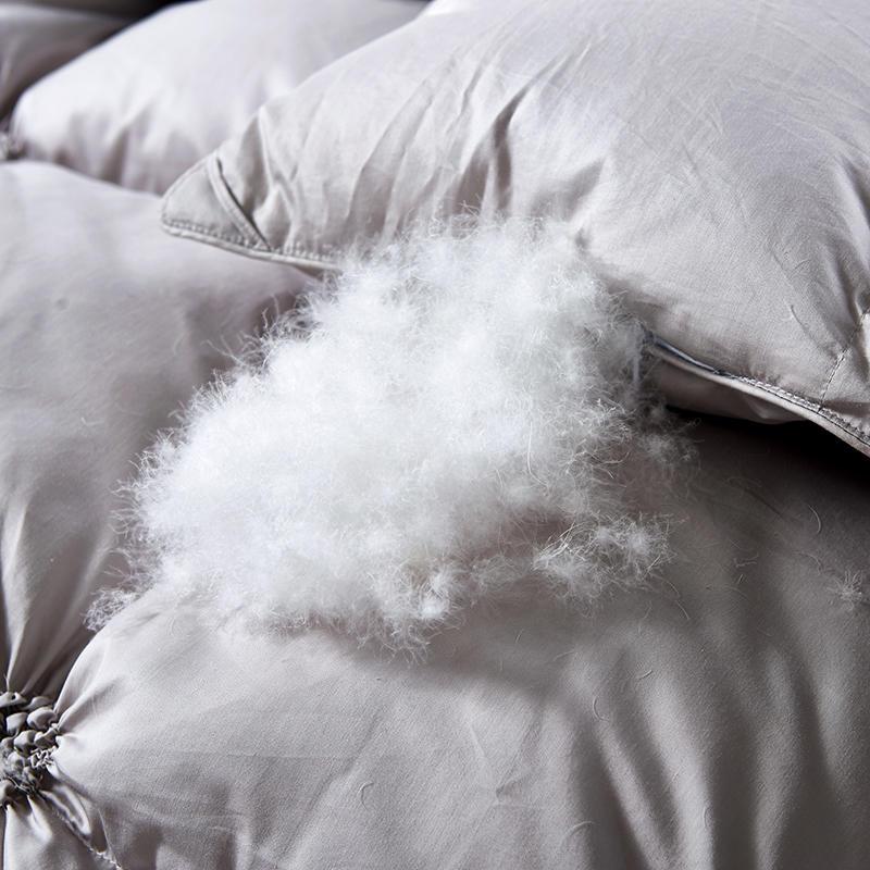 Piped Duvet made of 100% Goose Down - PlumeLux-Gray-90.55 in 6.61 lbs-Nora Luxe