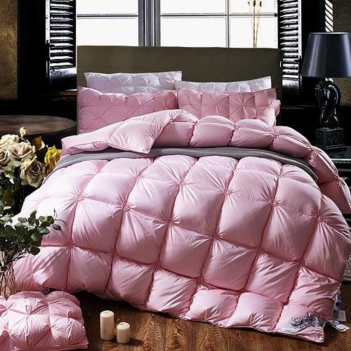 Piped Duvet made of 100% Goose Down - PlumeLux-Pink-90.55 in 6.61 lbs-Nora Luxe