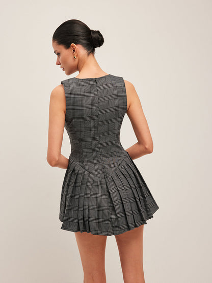 Classic Checked Strapless Summer Dress