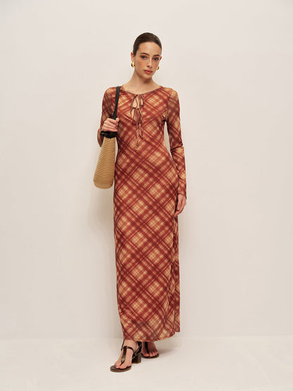 Classic Check Button Front Dress