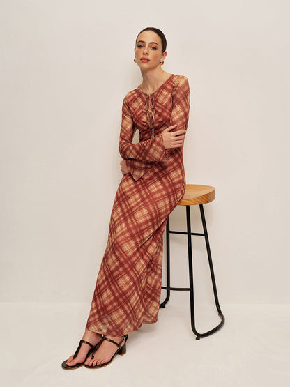 Classic Check Button Front Dress - Pexav
