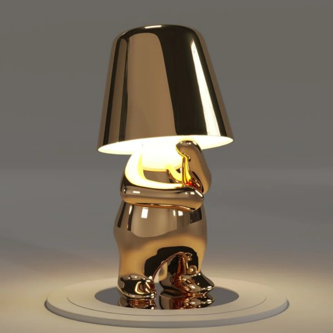 Playful Dimmable Table Lamp - LumoPals-Gold-Thinking-Nora Luxe