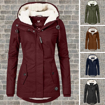 Pleated Cotton Winter Jacket with Hood - Mila-Gray-S-Nora Luxe