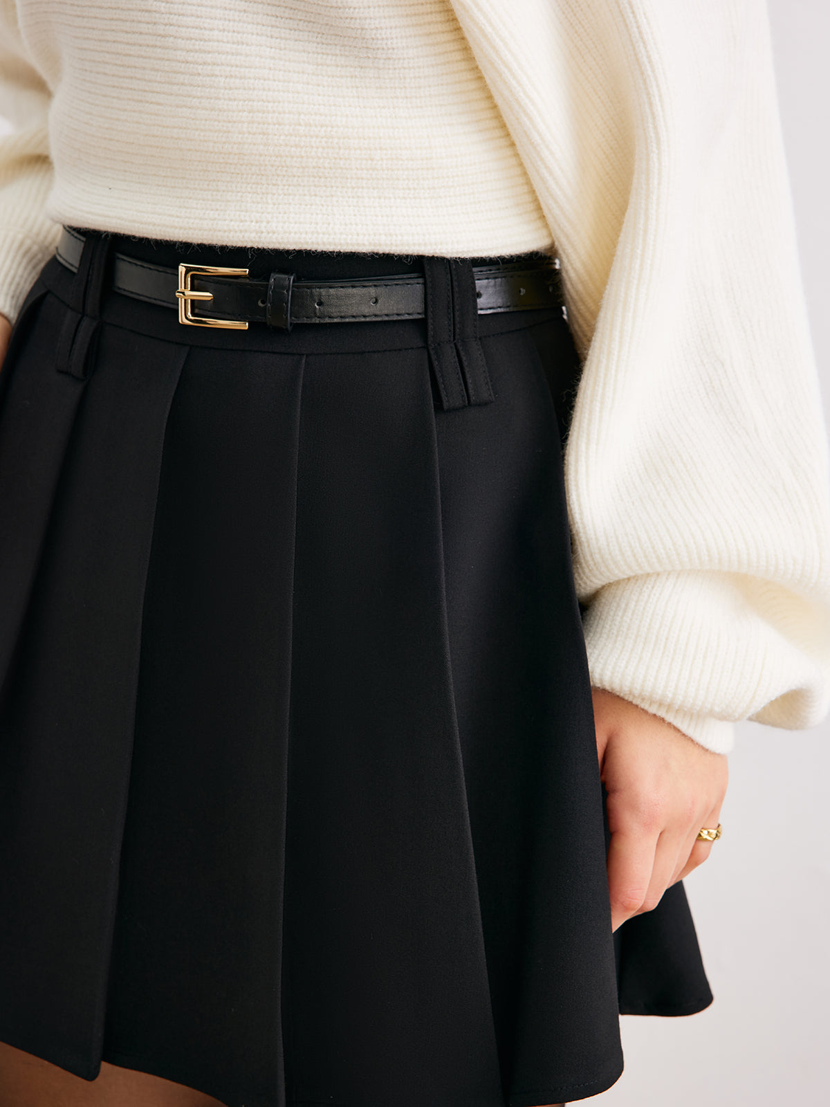 Short Folded Waist Mini Skirt