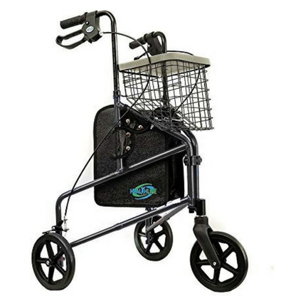 Compact 3 Wheel Folding Walker with Storage Basket
