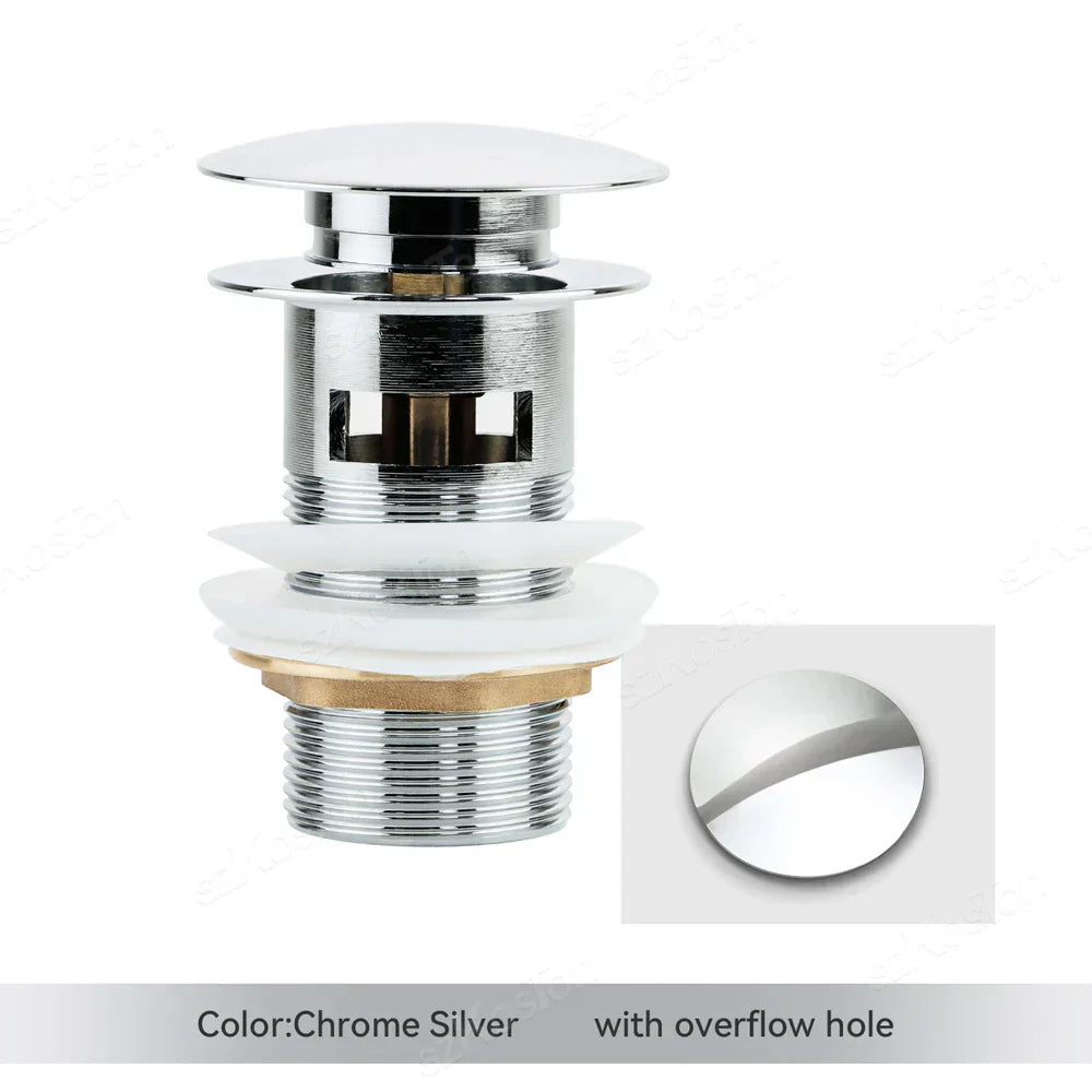 Pop‑Up Basin Drain Plug with Overflow Options – Buy 1, Get 1 Free-Brushed Gold-State of Style