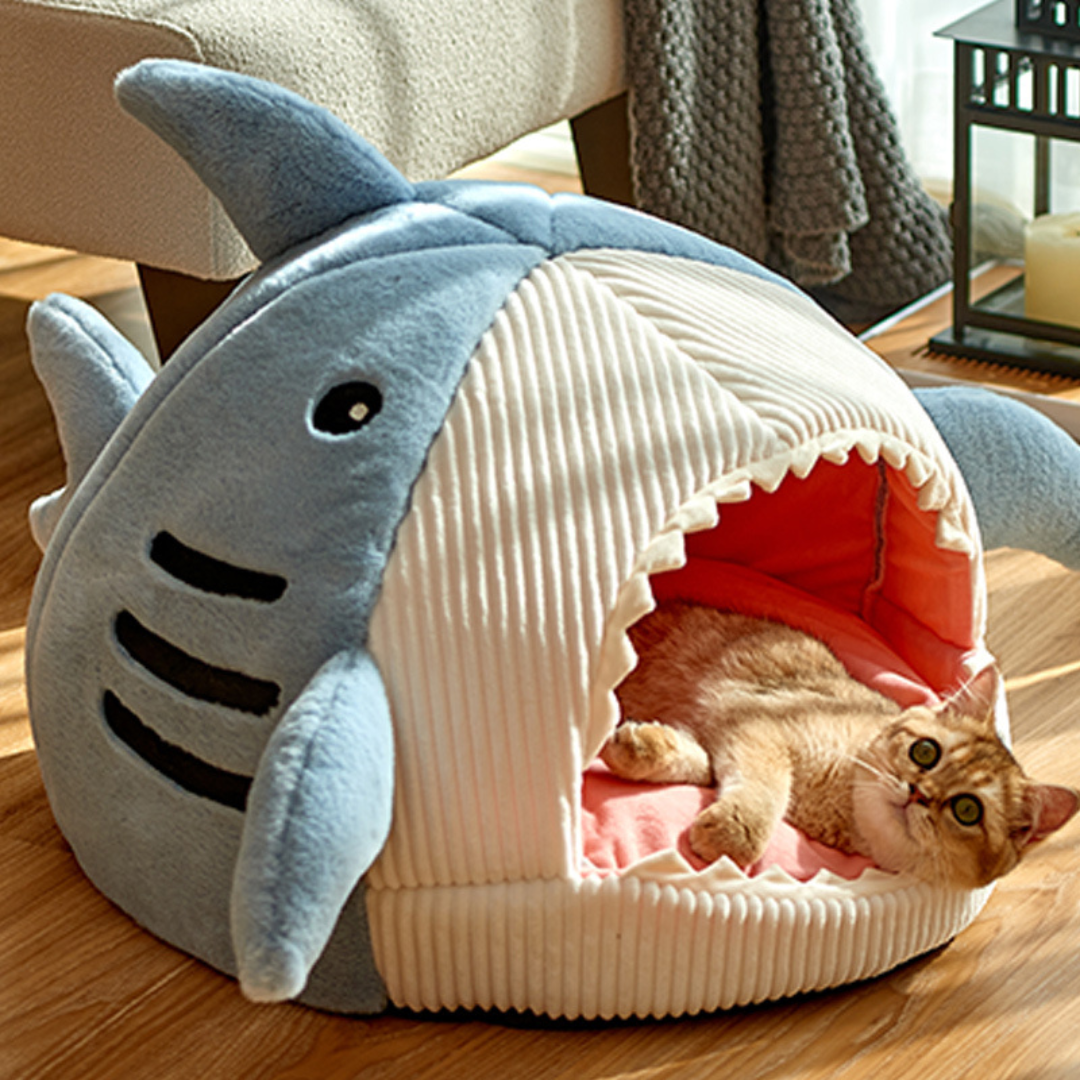 Portable Cat Cave with Warm Cushion - CozyCave-Blue-S 15.75 x 15.75 x 12.6 inches-Nora Luxe