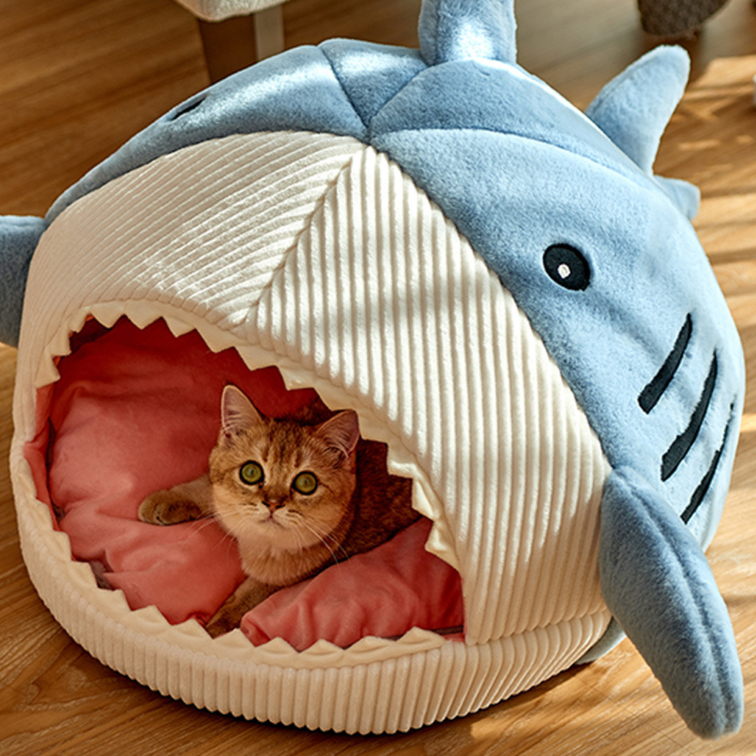 Portable Cat Cave with Warm Cushion - CozyCave-Blue-S 15.75 x 15.75 x 12.6 inches-Nora Luxe