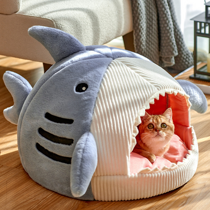 Portable Cat Cave with Warm Cushion - CozyCave-Blue-S 15.75 x 15.75 x 12.6 inches-Nora Luxe
