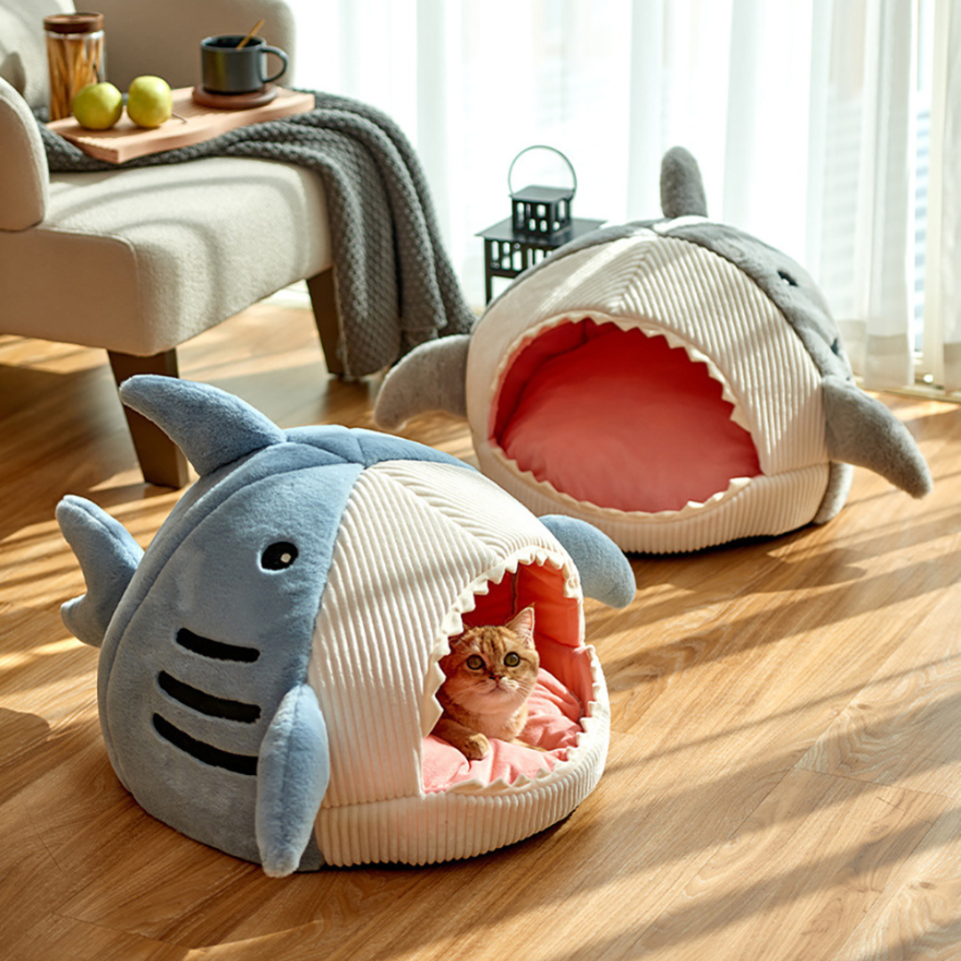 Portable Cat Cave with Warm Cushion - CozyCave-Blue-S 15.75 x 15.75 x 12.6 inches-Nora Luxe