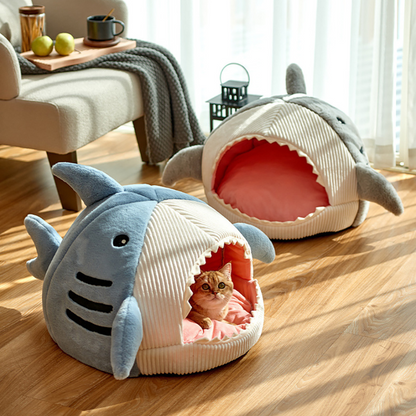 Portable Cat Cave with Warm Cushion - CozyCave-Blue-S 15.75 x 15.75 x 12.6 inches-Nora Luxe