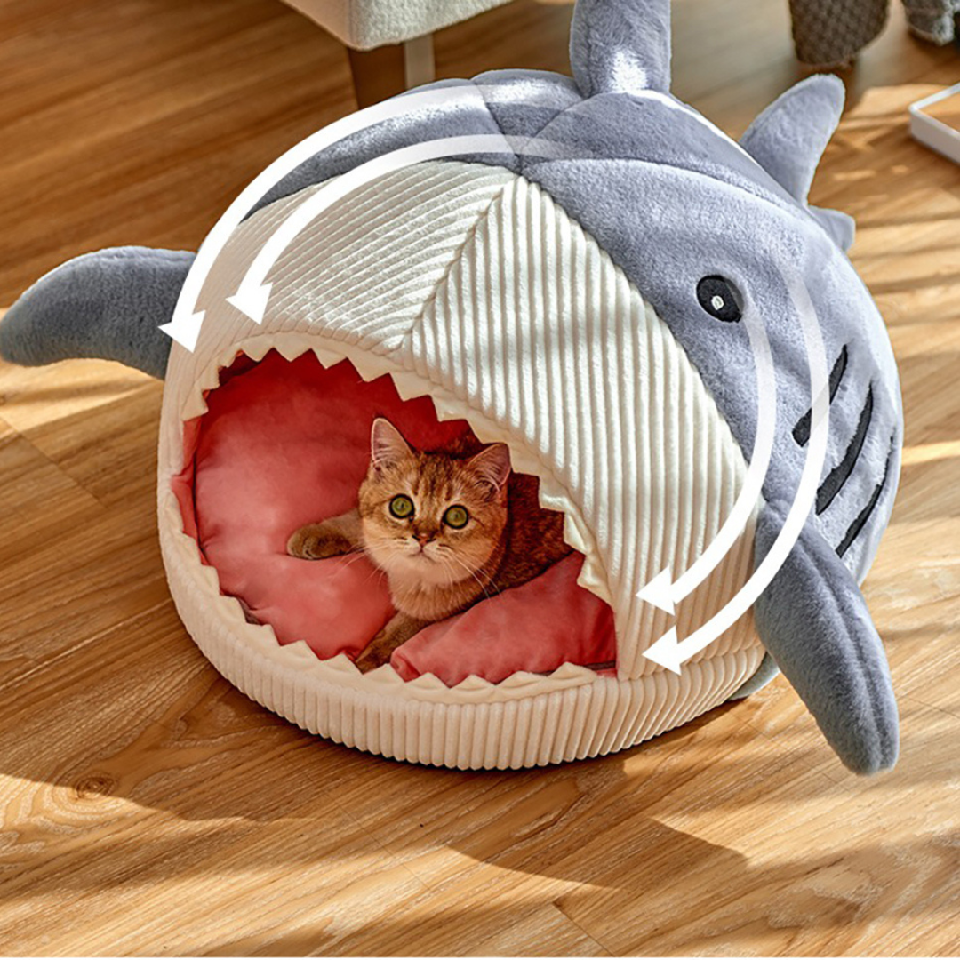 Portable Cat Cave with Warm Cushion - CozyCave-Blue-S 15.75 x 15.75 x 12.6 inches-Nora Luxe
