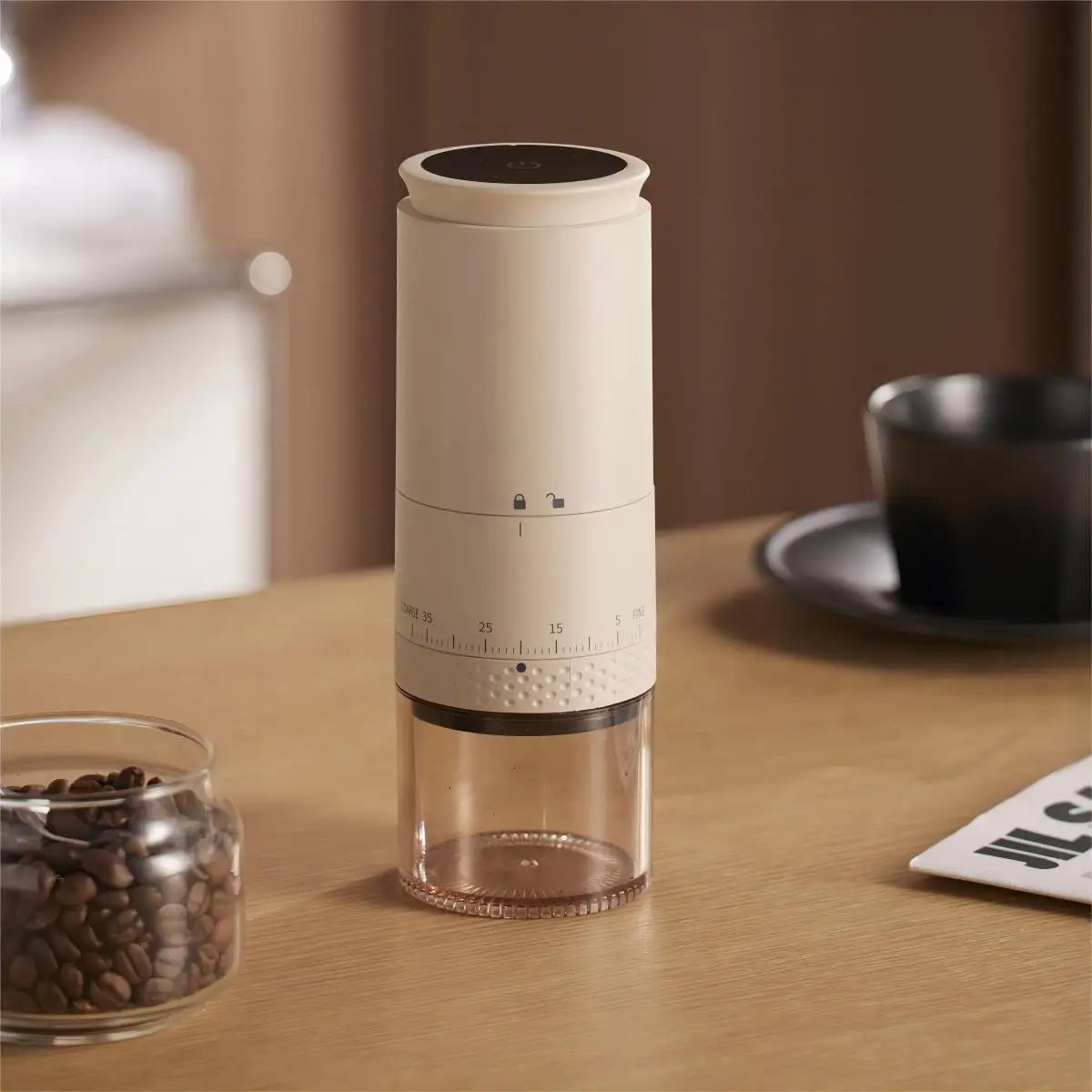Portable Electric Coffee Grinder - BeanBuddy-White-Nora Luxe