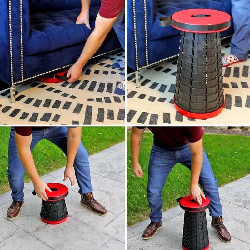 Portable Folding Stool - CompactGo-Red-Nora Luxe