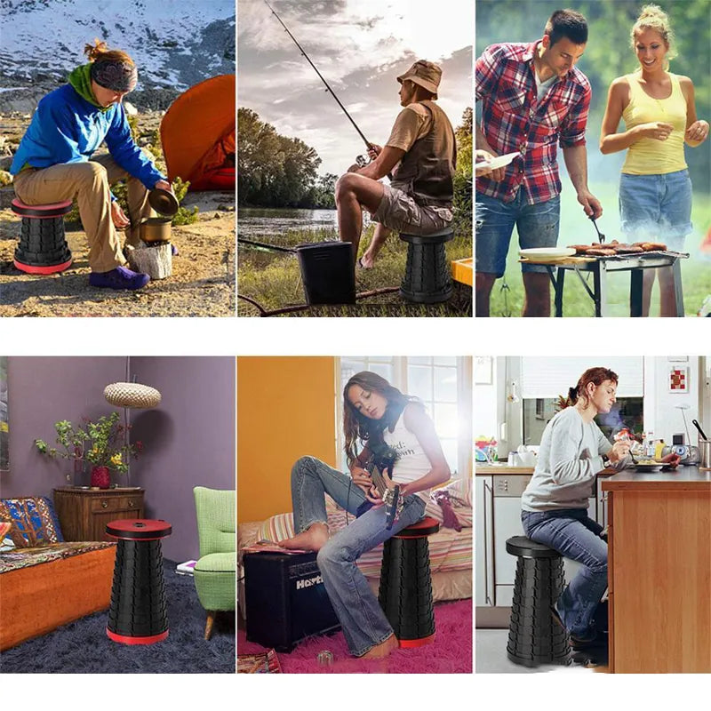Portable Folding Stool - CompactGo-Red-Nora Luxe