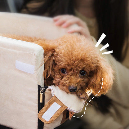 Portable Travel Basket for Small Dogs - TravelBuddy-Beige-Nora Luxe